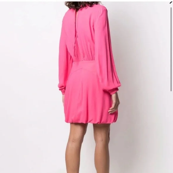stella mccartney gathered mini dress hot pink small long sleeve wedding guest - Picture 4 of 8